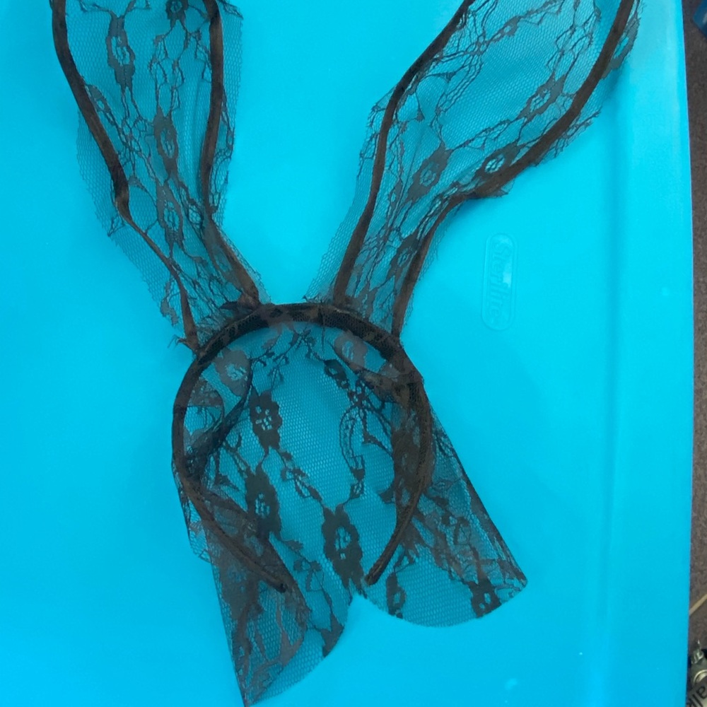 Fun Black Lace Bendable Bunny Ears Headband